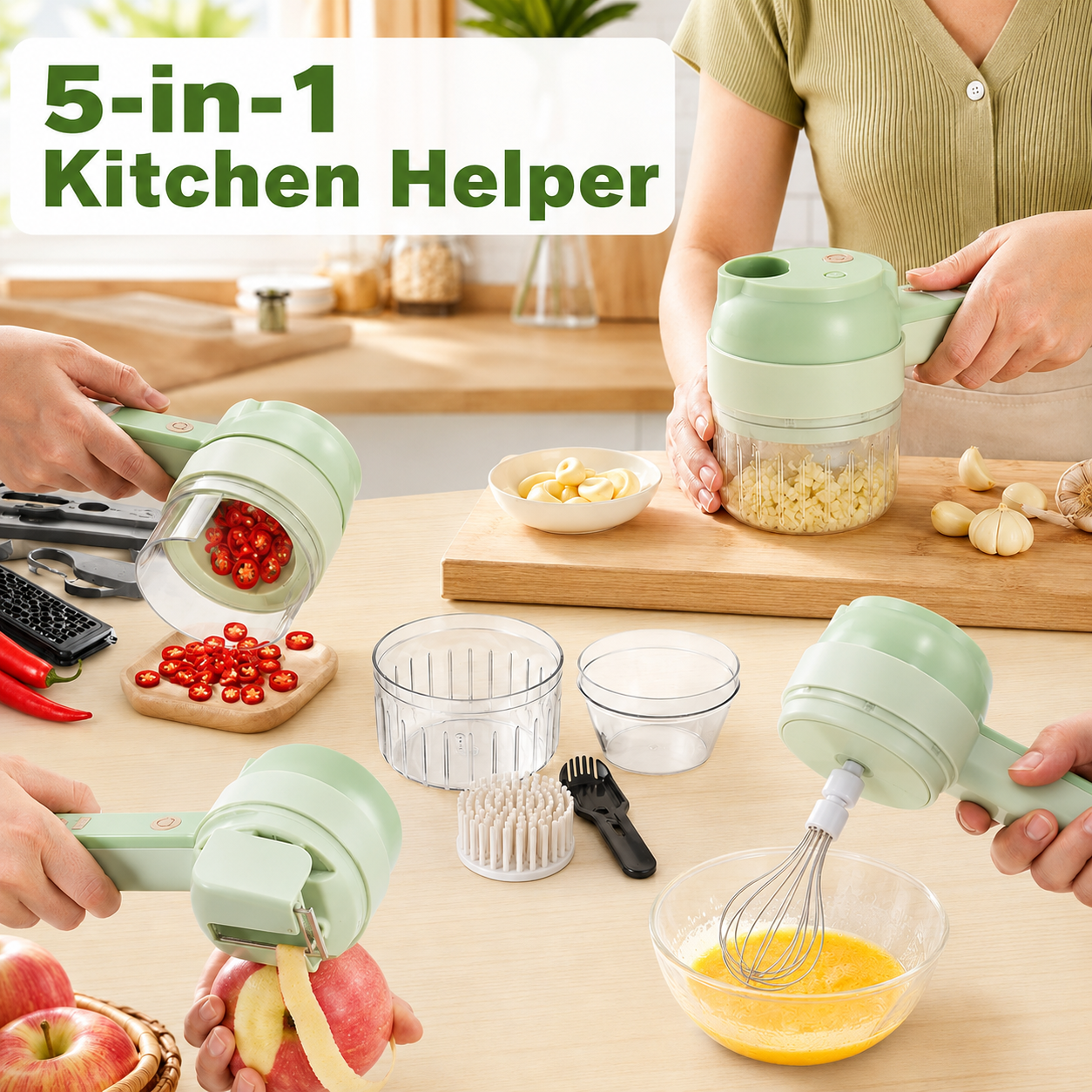 2026 HOT SALE🥳💞50K+ SOLD!💥5-in-1 Cordless Kitchen Prep Tool – Slice, Mince, Peel, Whisk & Clean⚡🥗