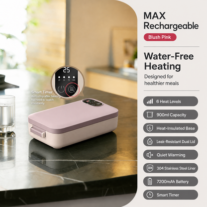 🍱 ⚡Portable Electric Lunch Box – Self-Heating, 7200mAh, 304 Stainless Steel 🔋🌡️