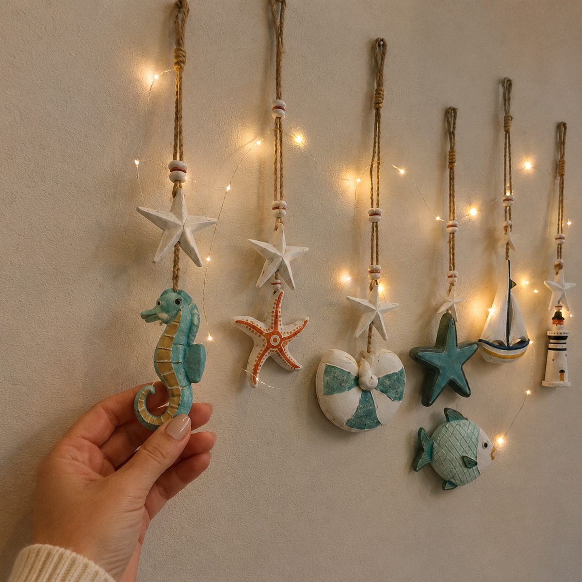 Seaside Glow Wall Hangings — Set of 7💙 Bring the Quiet Charm of the Coast Into Your Home 🌴🐚