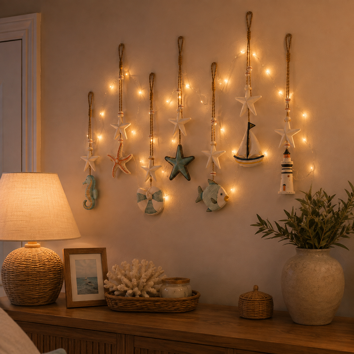 Seaside Glow Wall Hangings — Set of 7💙 Bring the Quiet Charm of the Coast Into Your Home 🌴🐚