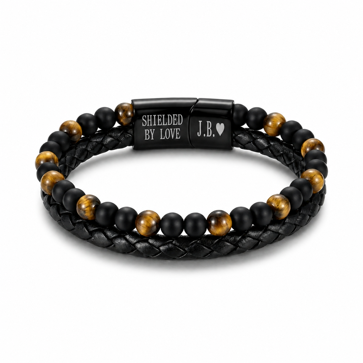 🎁A tiger's eye leather bracelet as a gift: a loving reminder (customizable with engraving, perfect for your loved one).🧡