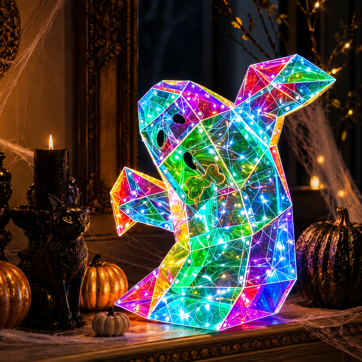 🔥50% OFF Halloween Glowing Mosaic Ghost LED Decor⭐——🌙Stained Glass Style Glowing Ghost Decor🎃