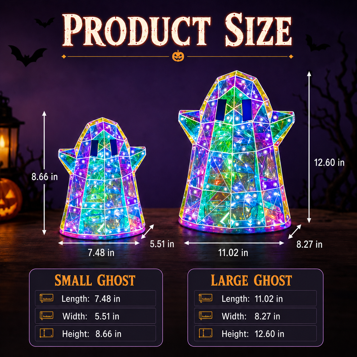👻 Halloween Glowing Ghost LED Decor – Stained Glass Style🎃