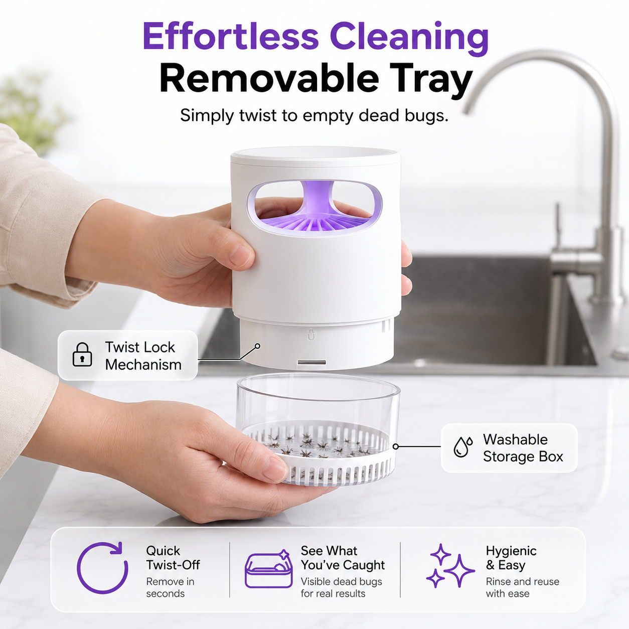 🚫No More Mosquito At Night🌙Quiet UV Mosquito Trap – Chemical-Free & Safe for Kids & Pets🦟