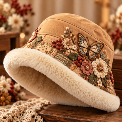 🌸 Women’s Cozy Plush-Lined Winter Bucket Hat – Floral & Animal Designs