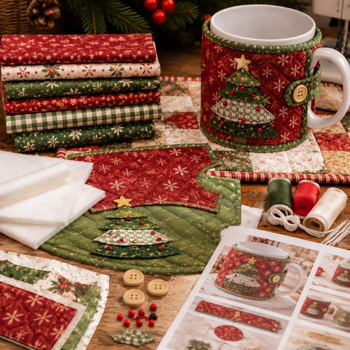DIY Christmas Mug Cozy Sewing Kit ✨ 9 Festive Designs for Standard‑Size Mugs