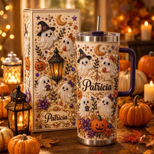 🎃 Halloween Ghost Pearl Tumbler – A Spooky-Cute Gift Made Just For Her 👻🥤