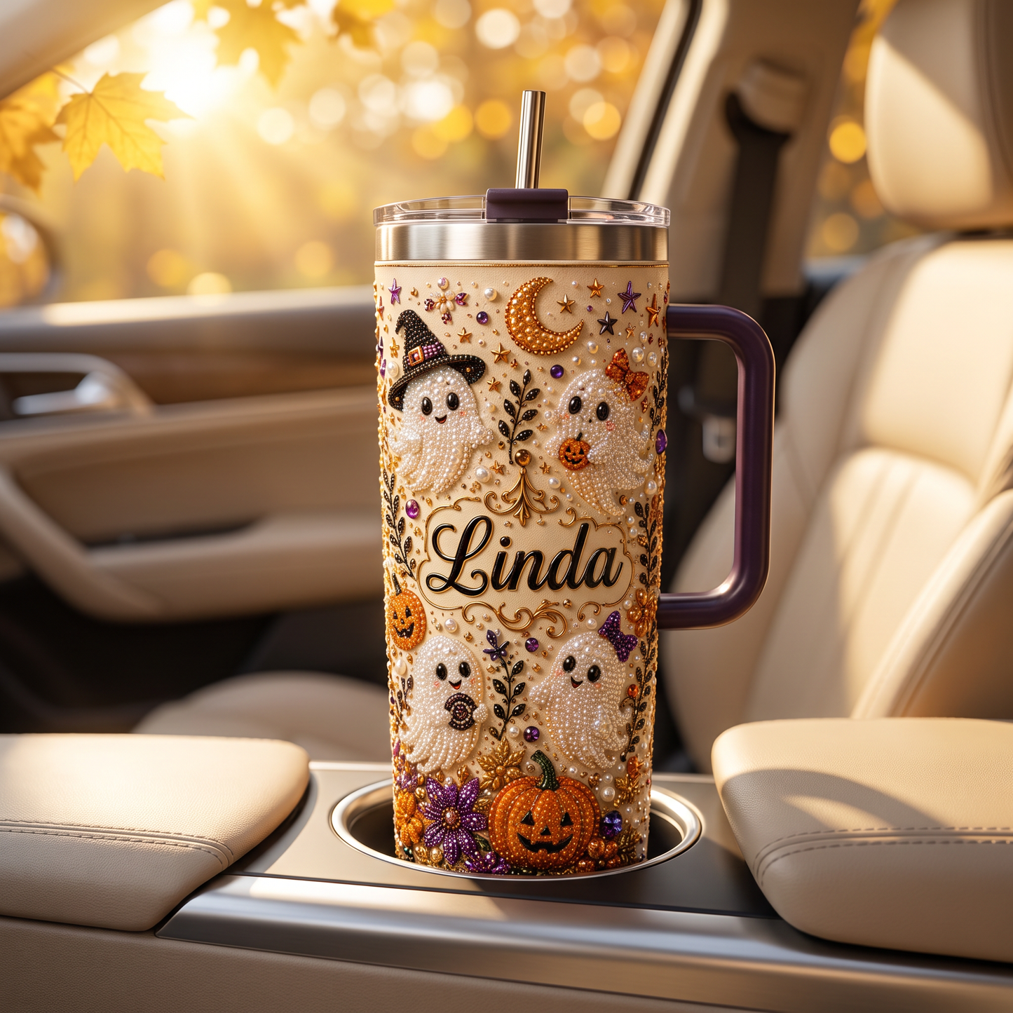 🎃 Halloween Ghost Pearl Tumbler – A Spooky-Cute Gift Made Just For Her 👻🥤