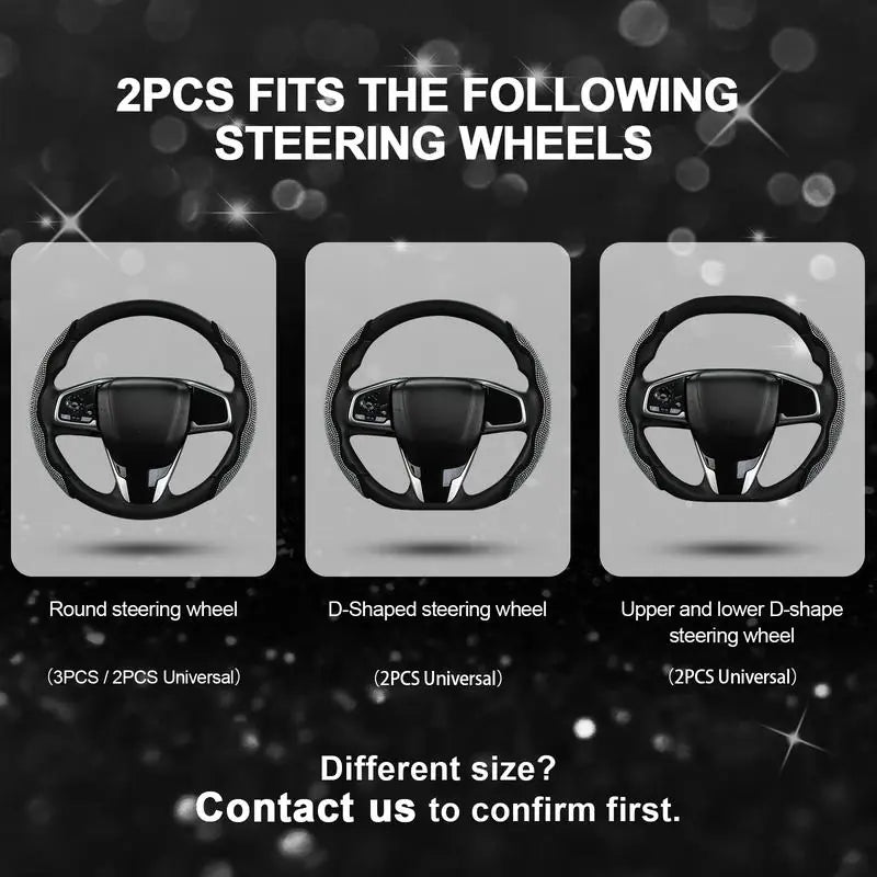 🔥 50% OFF Today | 3-Piece Bling Leopard Steering Wheel Cover Set