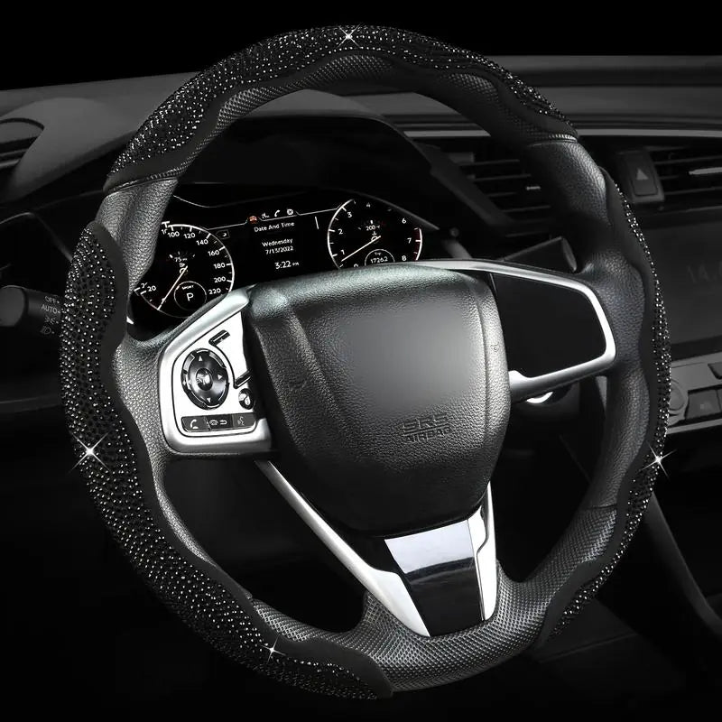 🔥 50% OFF Today | 3-Piece Bling Leopard Steering Wheel Cover Set
