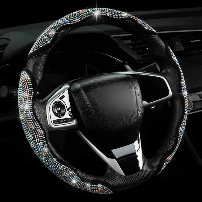 🔥 50% OFF Today | 3-Piece Bling Leopard Steering Wheel Cover Set