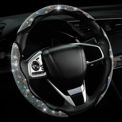 🔥 50% OFF Today | 3-Piece Bling Leopard Steering Wheel Cover Set