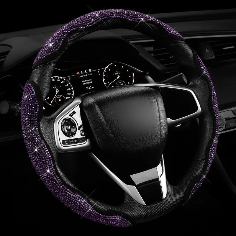 🔥 50% OFF Today | 3-Piece Bling Leopard Steering Wheel Cover Set