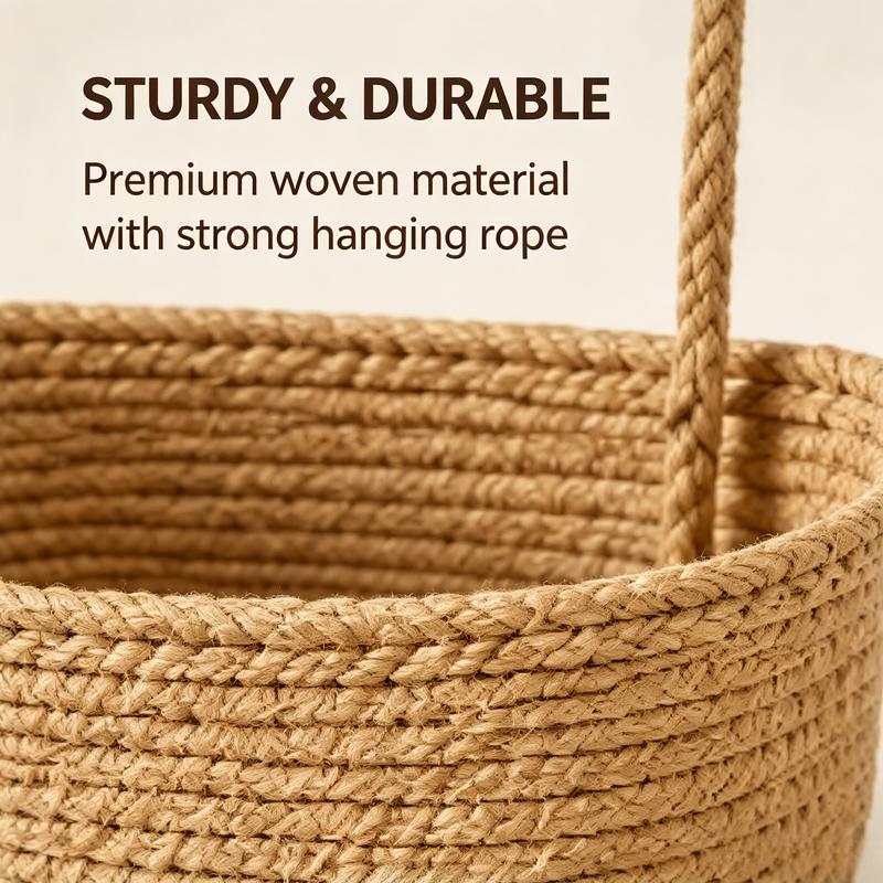 🧺3-Tier Woven Hanging Basket Organizer – Space-Saving Wall Storage for Any Room
