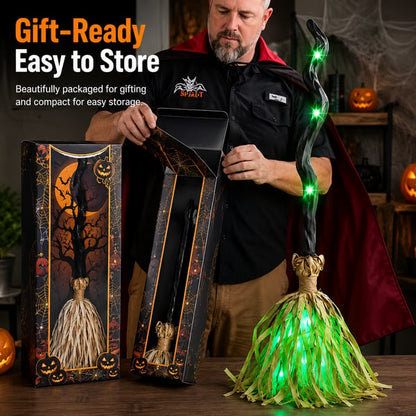 👻Limited Time 49% OFF🔥Animated Moving Witch Broom🌟Light‑Sound‑Motion