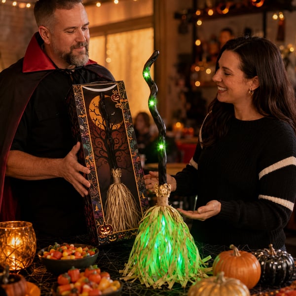 👻Limited Time 49% OFF🔥Animated Moving Witch Broom🌟Light‑Sound‑Motion