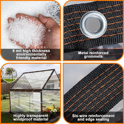🏠50% OFF TODAY ONLY – 10×13 FT Clear Waterproof PE Tarp with Reinforced Edges & Metal Grommets