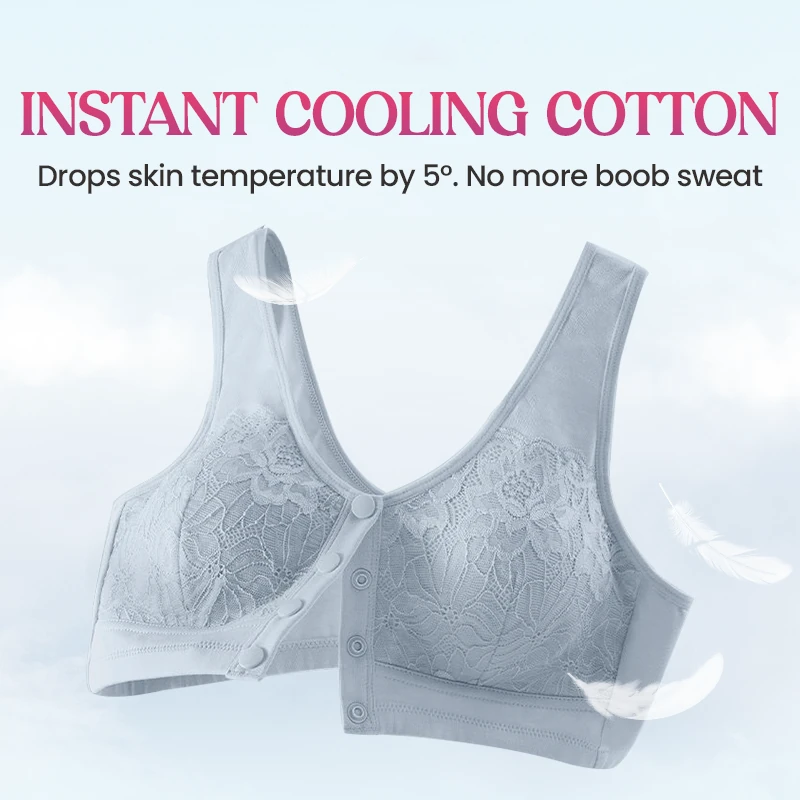 Front Closure Breathable Cotton Lifting Bra for Seniors