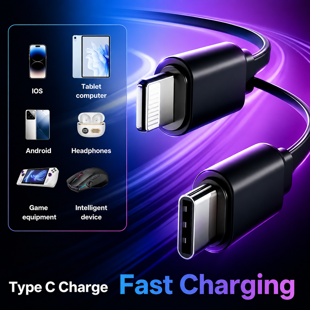 Starry Ambient Light 7-in-1 Fast Car Charger