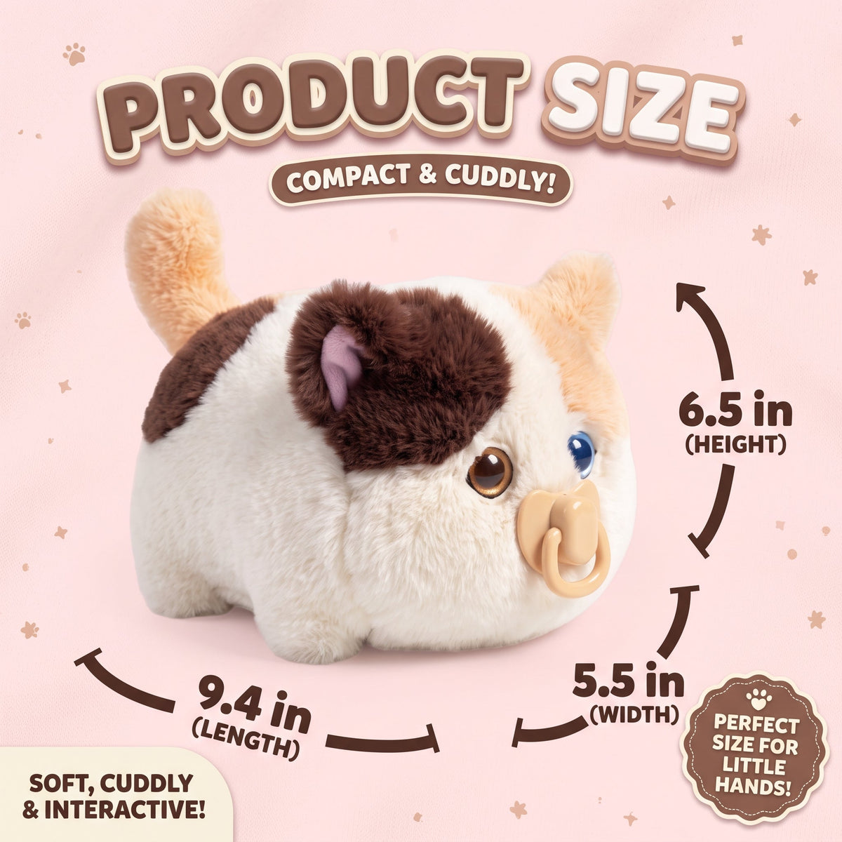 🐱 Interactive Plush Fluffy Kitten Toy with Voice Repeating & Magnetic Pacifier 💗