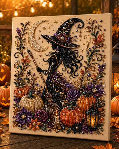 Halloween Pearl Art DIY Kit – Turn Tiny Pearls into Spooky-Cute Magic (Size:7.87in*7.87in)