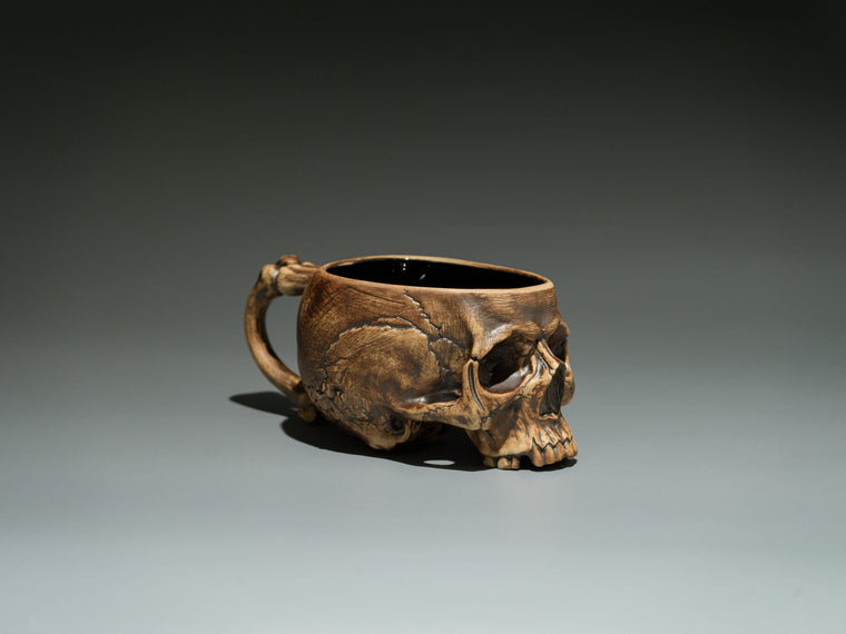 Memento Mori skull vessel displayed as decor