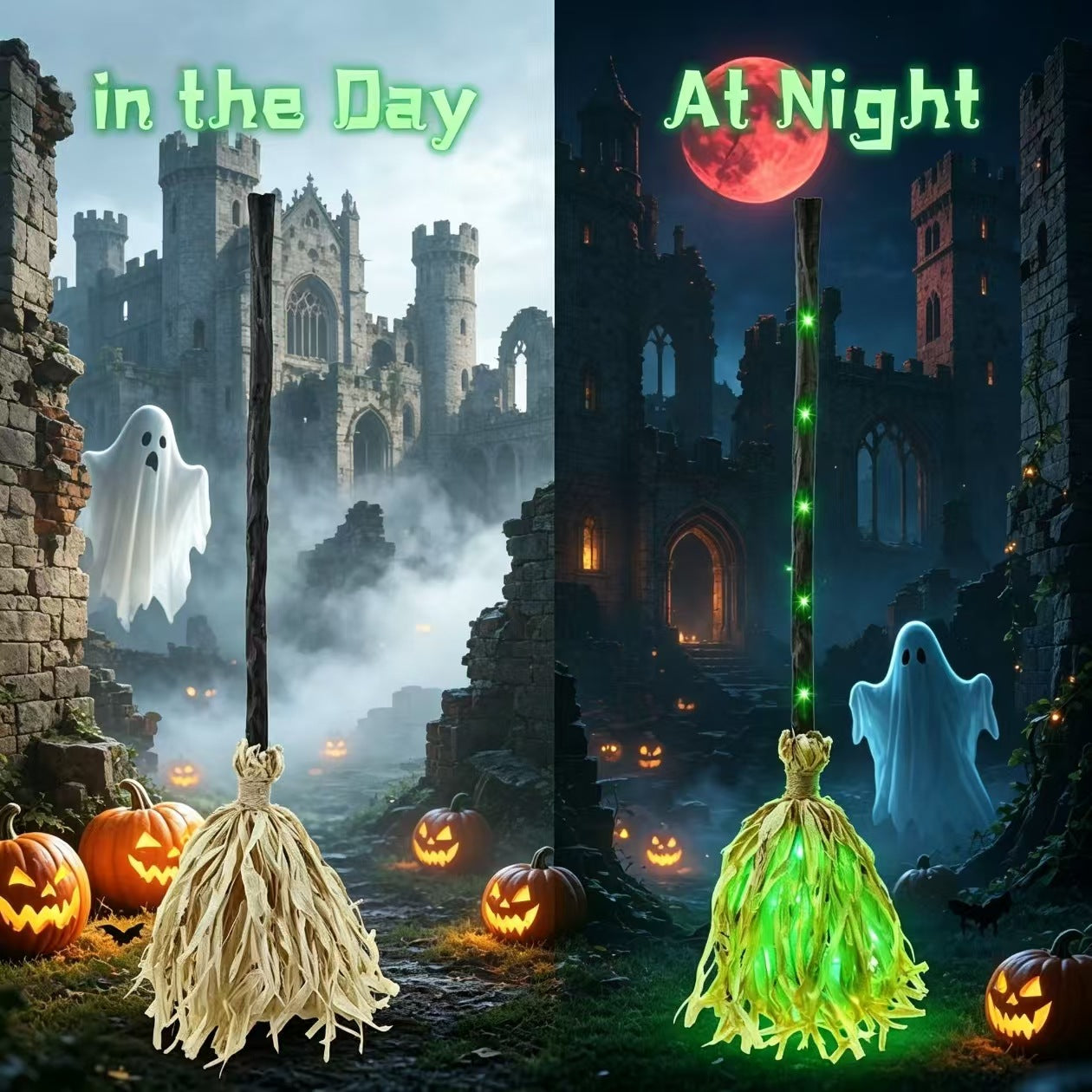 👻Limited Time 49% OFF🔥Animated Moving Witch Broom🌟Light‑Sound‑Motion