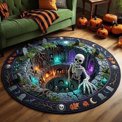 🔥Last Day - 49% OFF🔥3D Haunted Staircase Round Rug – Spooky Halloween Optical Illusion 👻