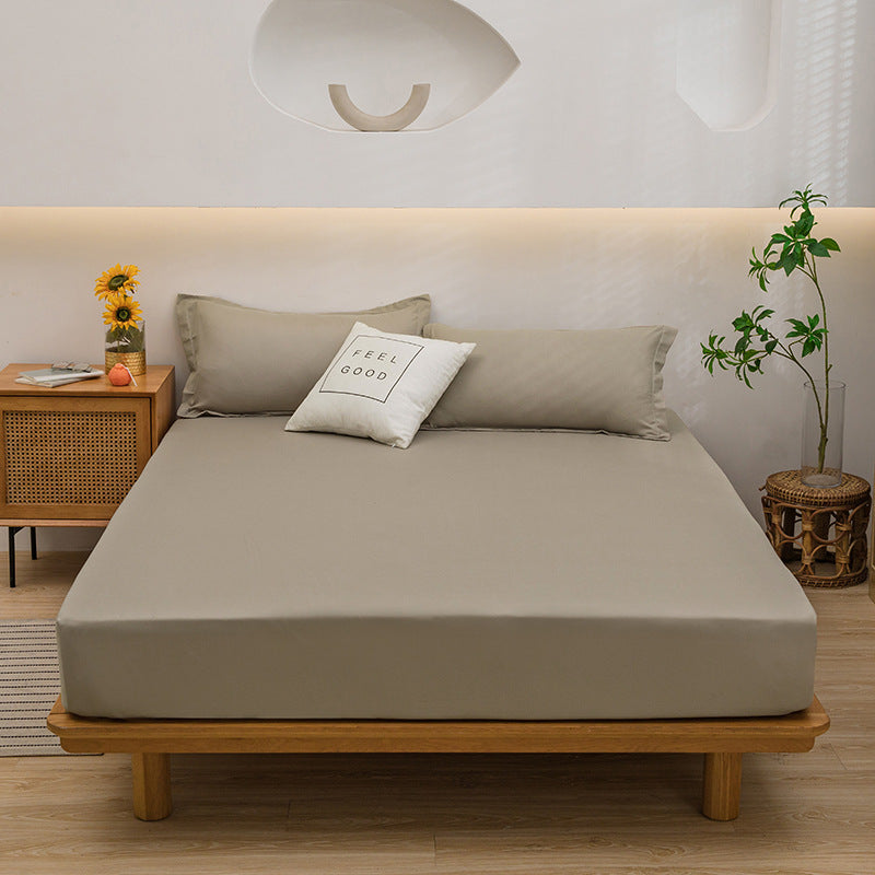 DECOR 4 Pcs Solid Bed Sheets - Brushed Microfiber Set
