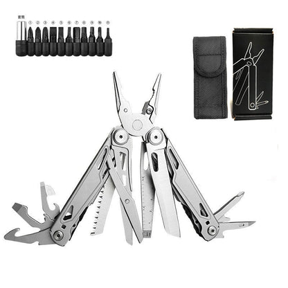 🚀16-in-1 Multitool with Large Scissors | Compact Outdoor Tool for Camping & Repairs