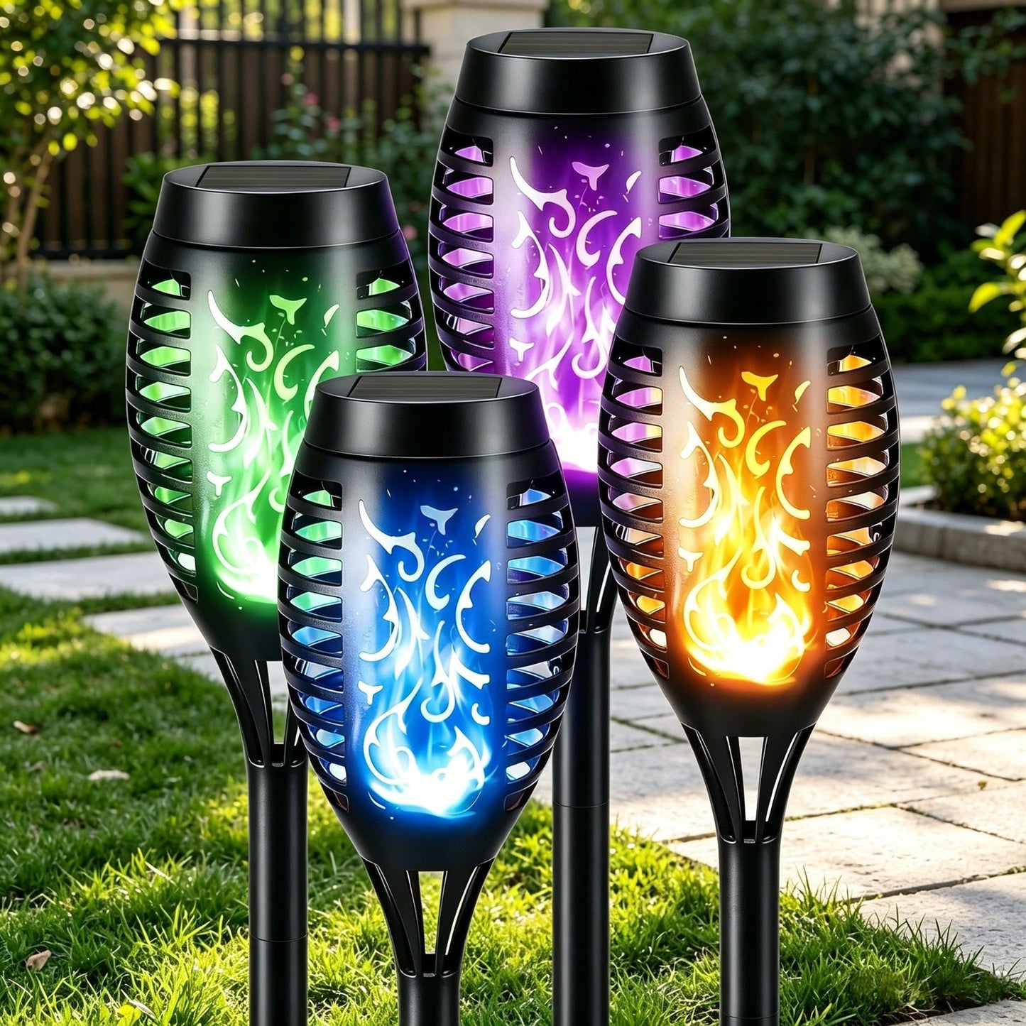 🎃 Halloween Solar Flickering Flame Torch Lights