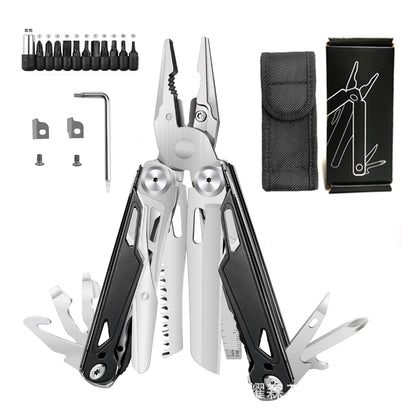 🚀16-in-1 Multitool with Large Scissors | Compact Outdoor Tool for Camping & Repairs