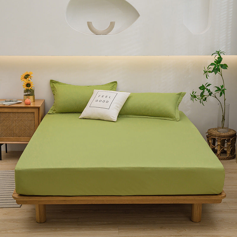 DECOR 4 Pcs Solid Bed Sheets - Brushed Microfiber Set