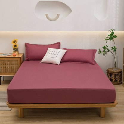 DECOR 4 Pcs Solid Bed Sheets - Brushed Microfiber Set