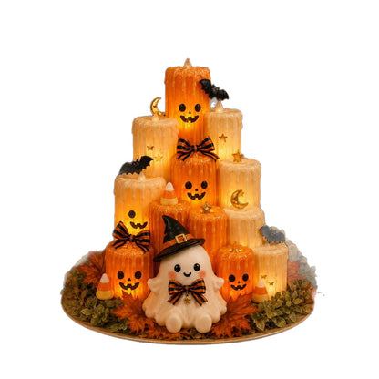 🎃 Cozy Autumn Pumpkin Candle Tower | Led Flameless Holiday Decor 🕯️