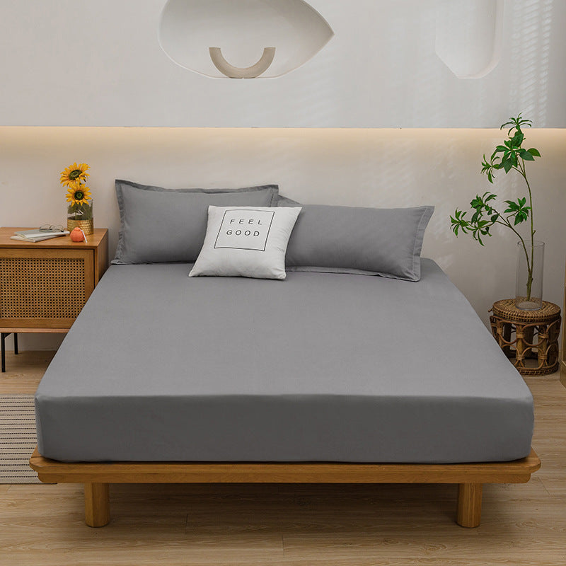 DECOR 4 Pcs Solid Bed Sheets - Brushed Microfiber Set