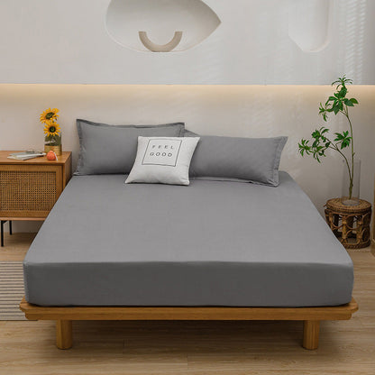 DECOR 4 Pcs Solid Bed Sheets - Brushed Microfiber Set