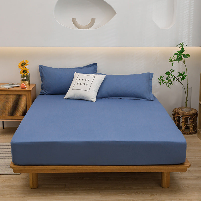 DECOR 4 Pcs Solid Bed Sheets - Brushed Microfiber Set