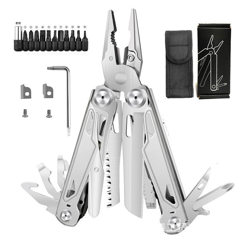 🚀16-in-1 Multitool with Large Scissors | Compact Outdoor Tool for Camping & Repairs