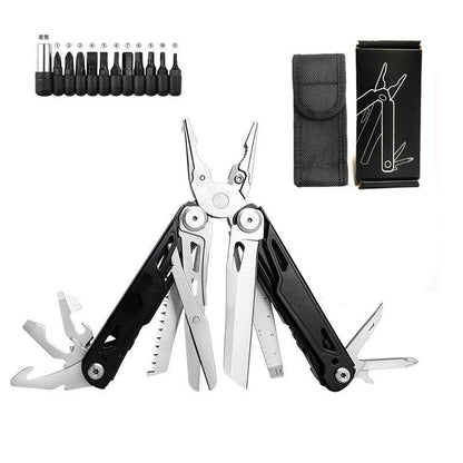 🚀16-in-1 Multitool with Large Scissors | Compact Outdoor Tool for Camping & Repairs