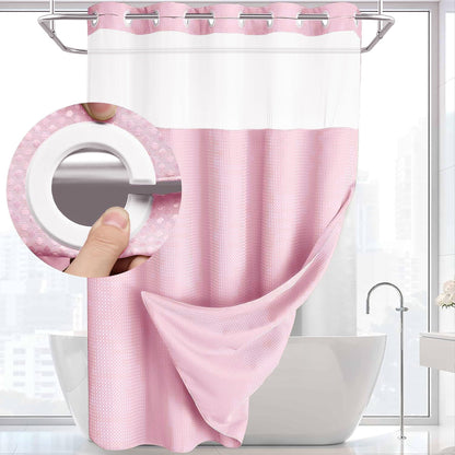 Luxury Waffle Weave Shower Curtain Set — Waterproof, One-Step Install, Includes Sheer Liner & Hooks