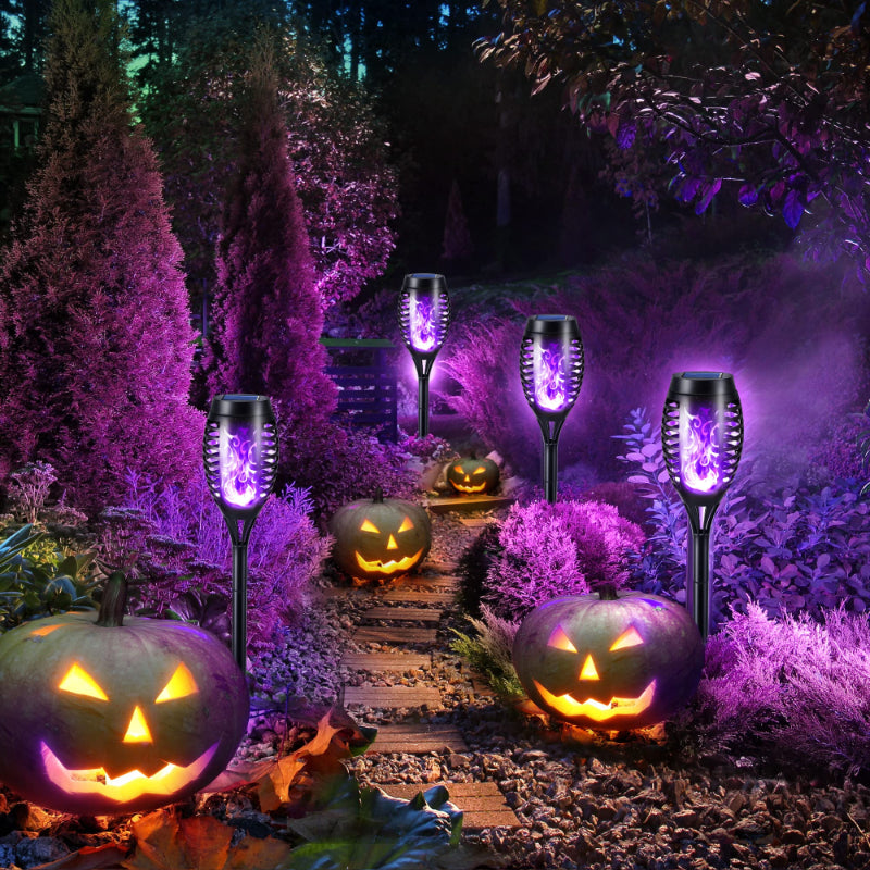 🎃 Halloween Solar Flickering Flame Torch Lights