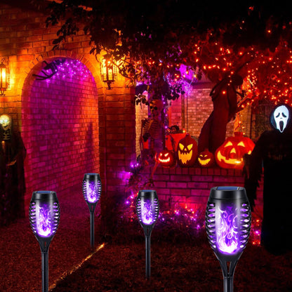 🎃 Halloween Solar Flickering Flame Torch Lights