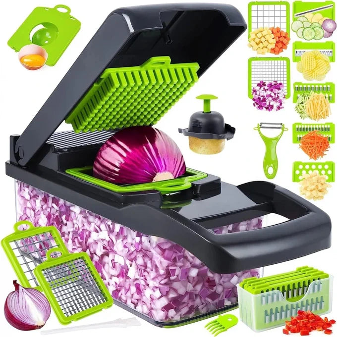 🔥14-in-1 Multifunctional Vegetable Chopper – Chop, Slice & Dice Instantly!