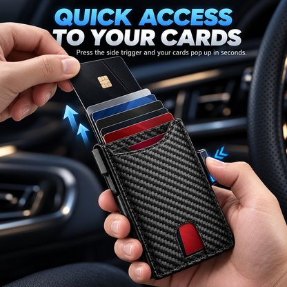 ⚡70K+ SOLD!-Wallet for Men - with Pop Up Aluminum Case Slim Leather Slots Credit Card Holder RFID Blocking Bifold Minimalist Wallet