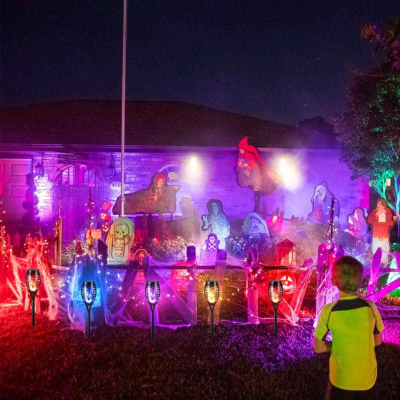 🎃 Halloween Solar Flickering Flame Torch Lights