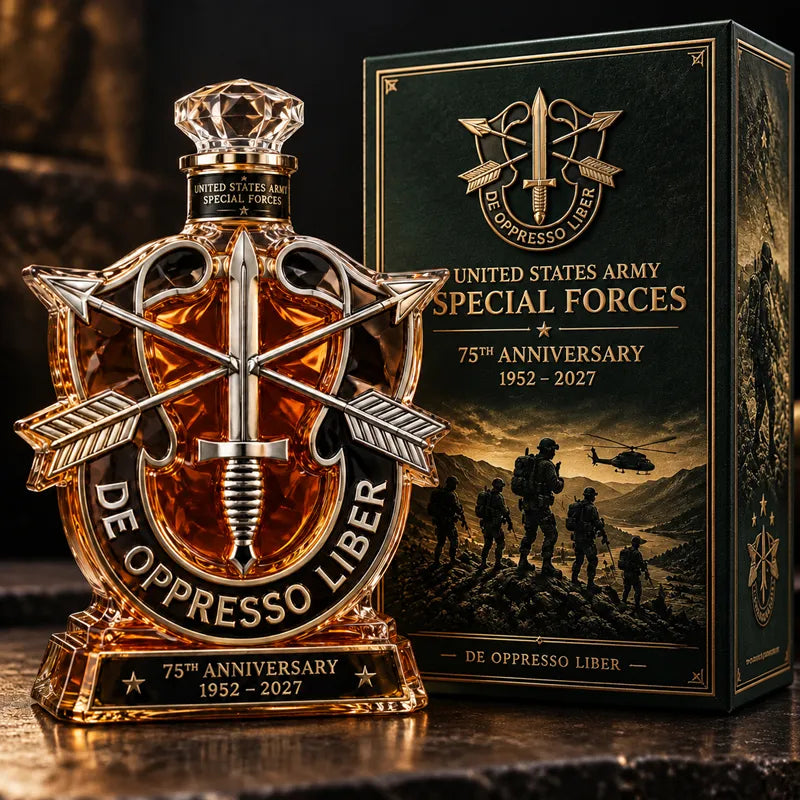 United States Army Special Forces 75th Anniversary Whiskey Bottle