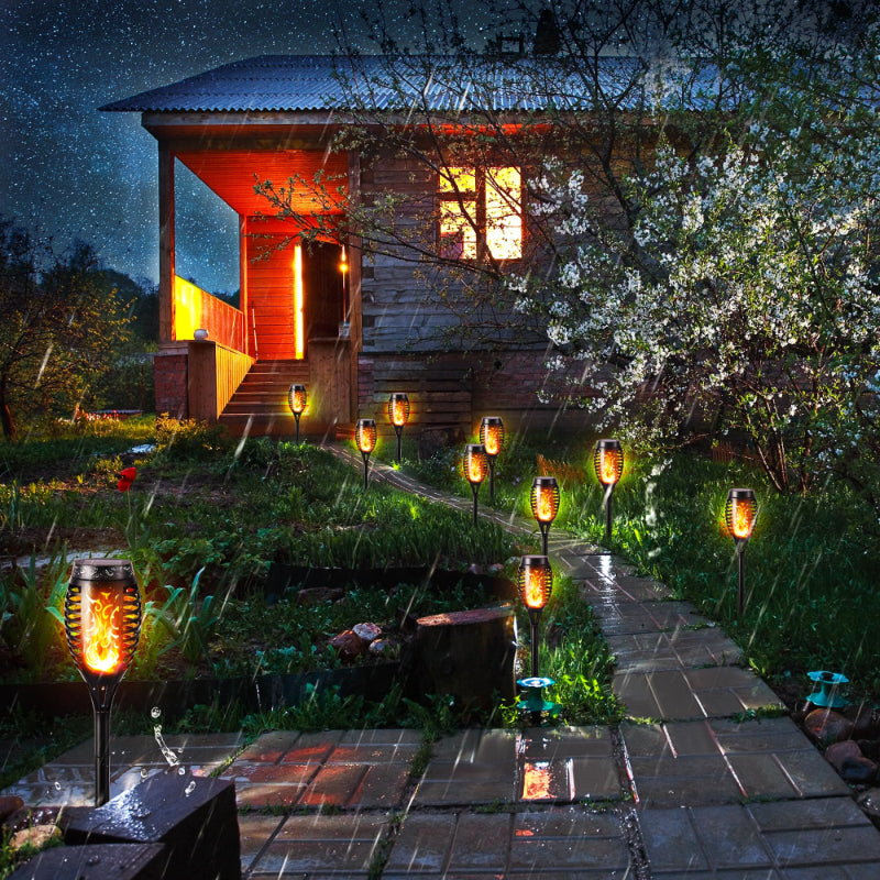 🎃 Halloween Solar Flickering Flame Torch Lights