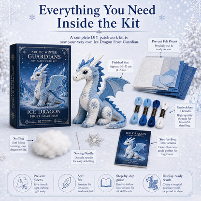 ❄️DIY Ice Dragon Felt Patchwork Kit Arctic Winter Guardian Sewing Set