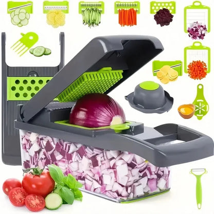 🔥14-in-1 Multifunctional Vegetable Chopper – Chop, Slice & Dice Instantly!